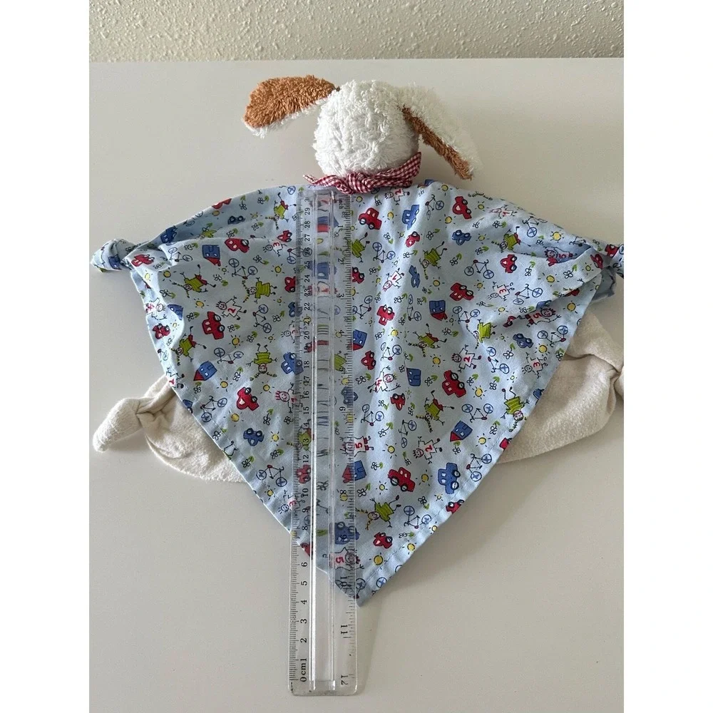 Kathe Kruse Puppy Dog Security Blanket Car Blue Vehicles Cotton Flannel Knotted